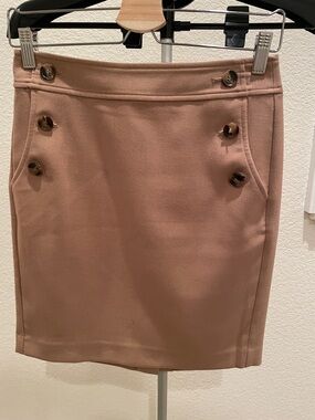 LOFT Tan Button-Accent Pencil Skirt